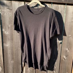 ALLSAINTS men’s unisex soft sleep cotton linen blend charcoal black tee shirt